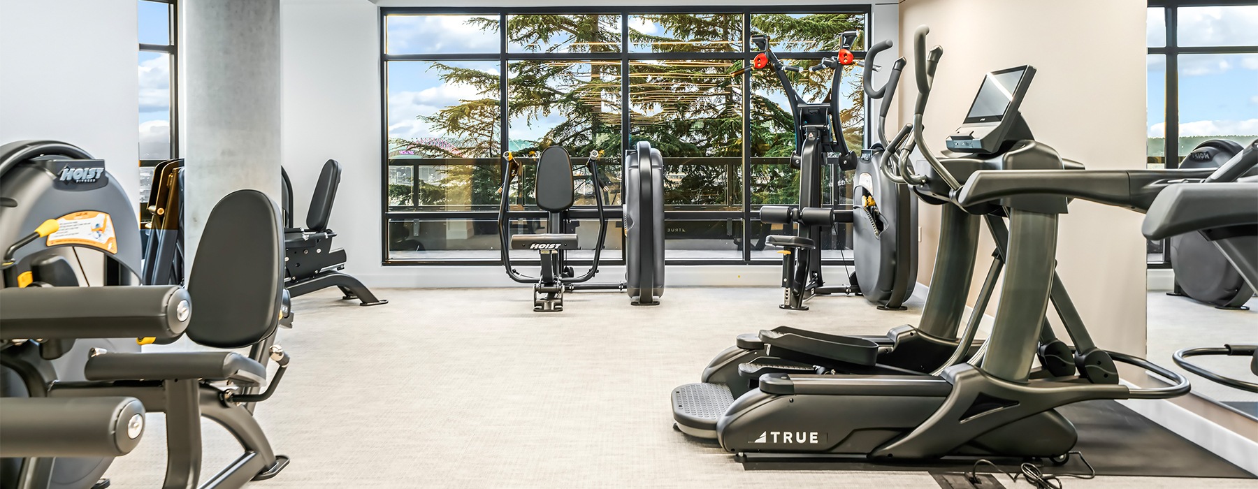 a gym with exercise equipment