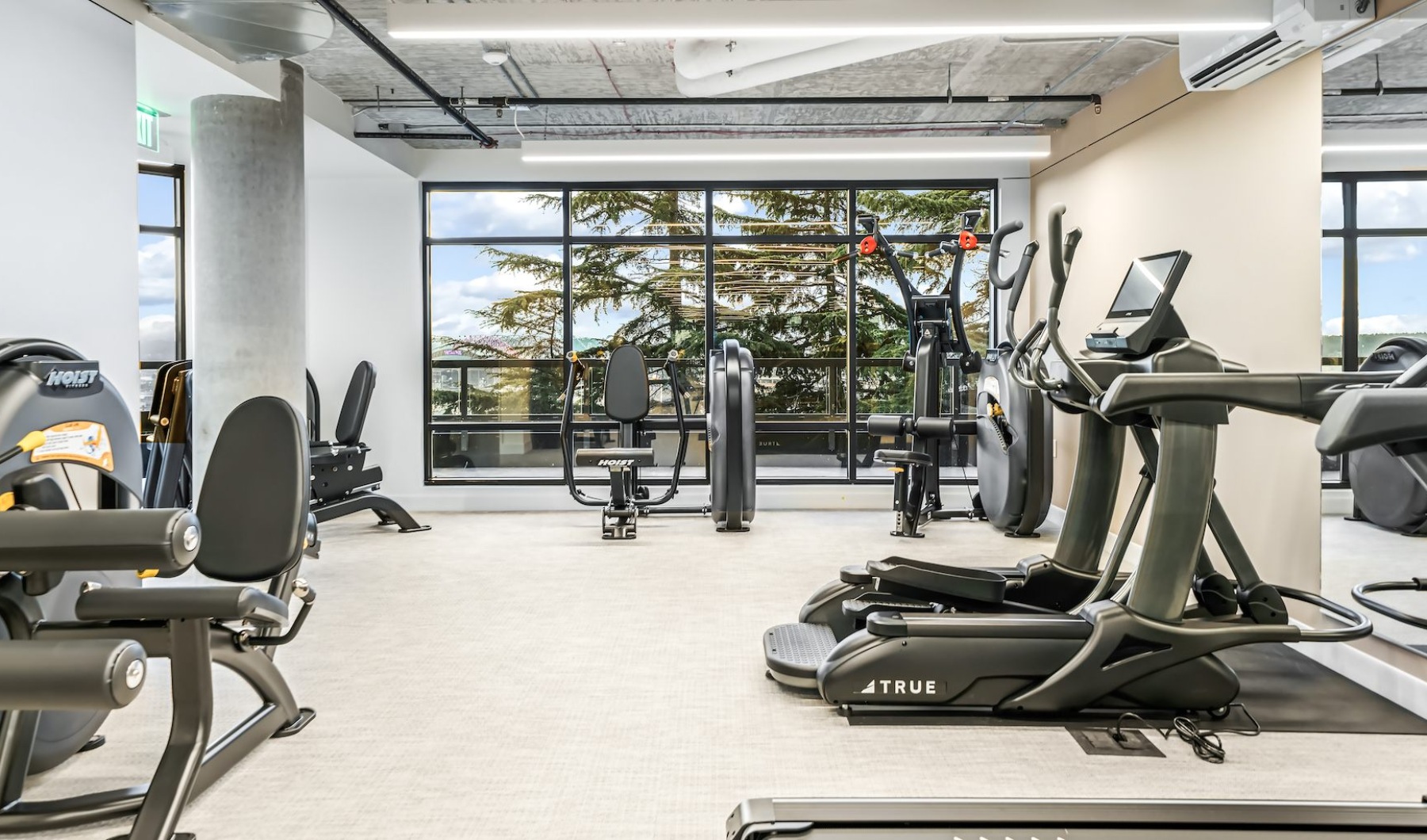 Get your workout on fitness center with exercise equipment