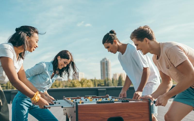 a group of people playing a game